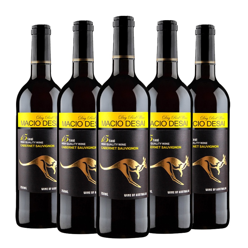 [澳洲进口皇袋鼠干红]进口干红葡萄酒东南澳优质产区15度高品质红酒750ml*6支送礼袋开酒器[都有货请联系客服]