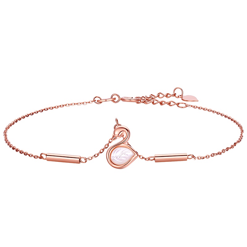 佰色传情(BRIR)轻奢18K金彩金手链女天鹅玫瑰金手环官方正品手饰ins潮小众时尚百搭首饰品送女友闺蜜生日情人节礼物