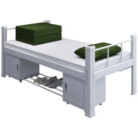 鑫虎威 制式营具钢制单人床公寓床员工宿舍床铁架床营房钢制加厚单层床含下柜