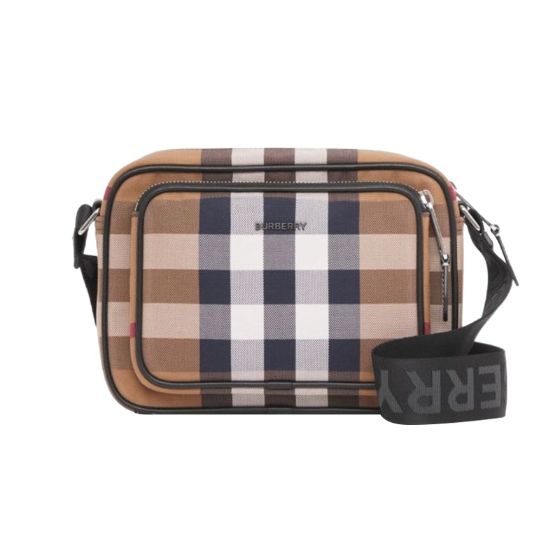 博柏利Burberry/巴宝莉 女包男包 男女同款相机包 格纹拼皮单肩斜挎包(预售 预计30天内发货)