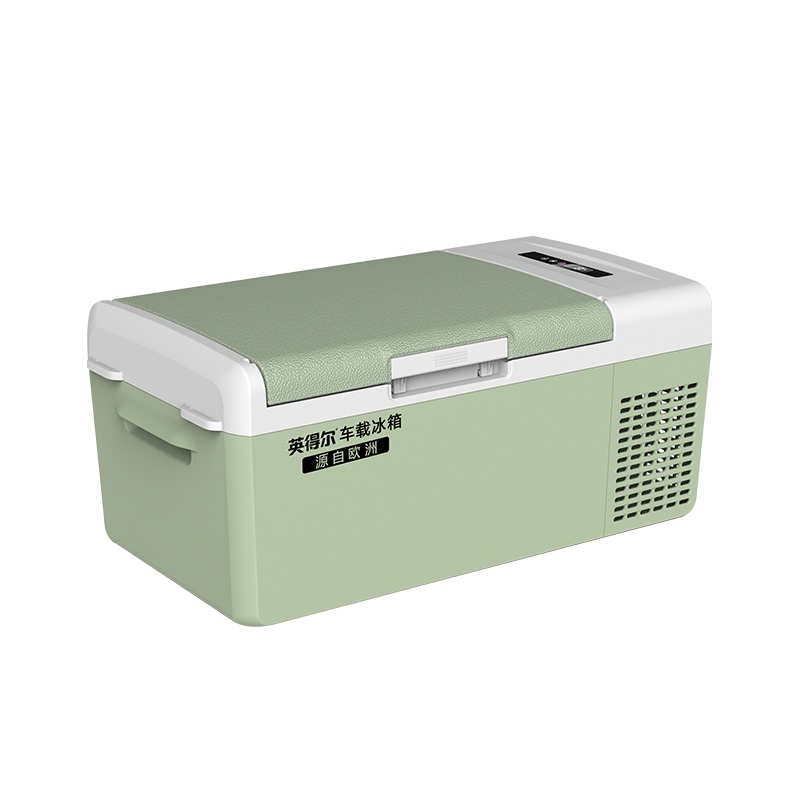 英得尔S15压缩机15L车载冰箱车家两用宿舍家用冷冻冷藏户外防震小冰箱(绿色款)