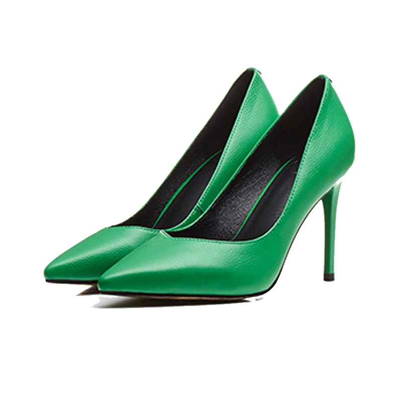 品点(Pandell)新款尖头高跟鞋性感时尚牛皮女鞋浅口单鞋气质细跟鞋