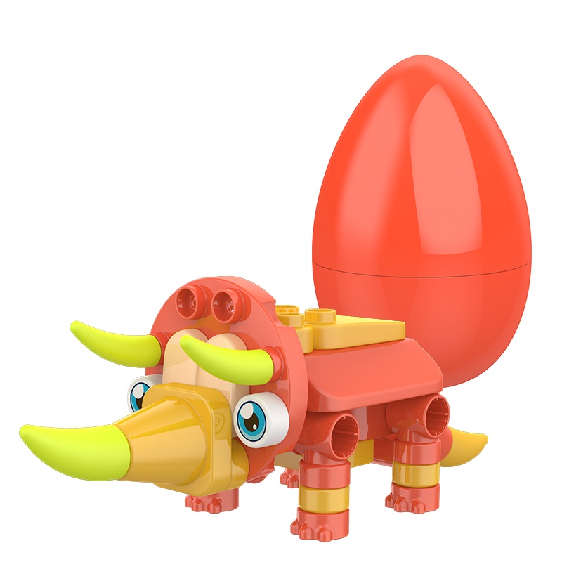 [全店TOP款 2件更优惠]大颗粒儿童益智拼插积木恐龙的蛋生三角龙百变布鲁克拼装玩具男女孩