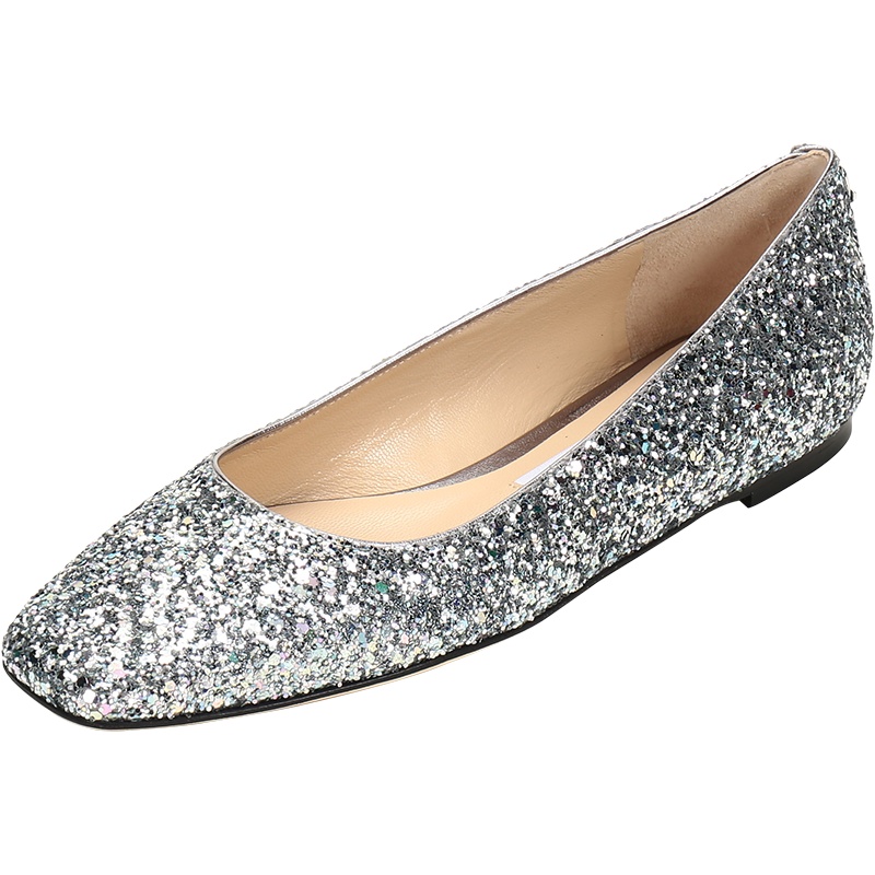 JIMMY CHOO 周仰杰女士闪光面料平底鞋单鞋 MIRELE FLAT BOG 201