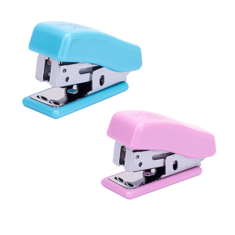 得力(deli)迷你订书机0303 可爱卡通小号装订器 带起钉功能 办公文具用品5.5*3.5cm(两个装)