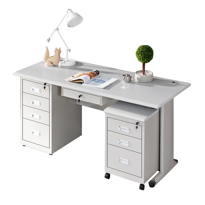 全简办公电脑桌员工桌金属经理桌四斗一抽加活动柜款