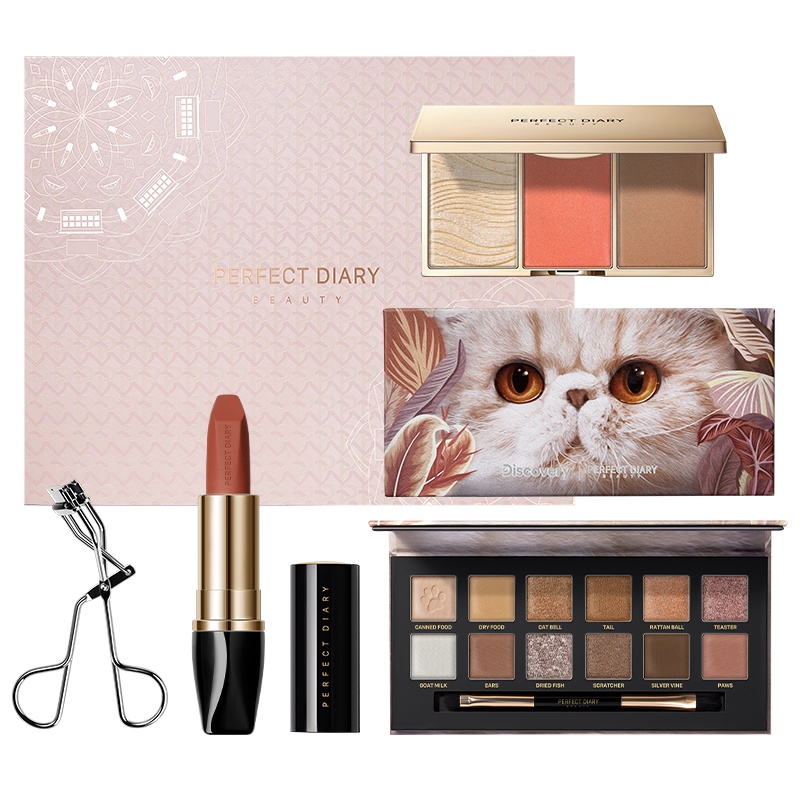 完美日记十二色眼影小黑钻口红修容盘女王节限定礼盒