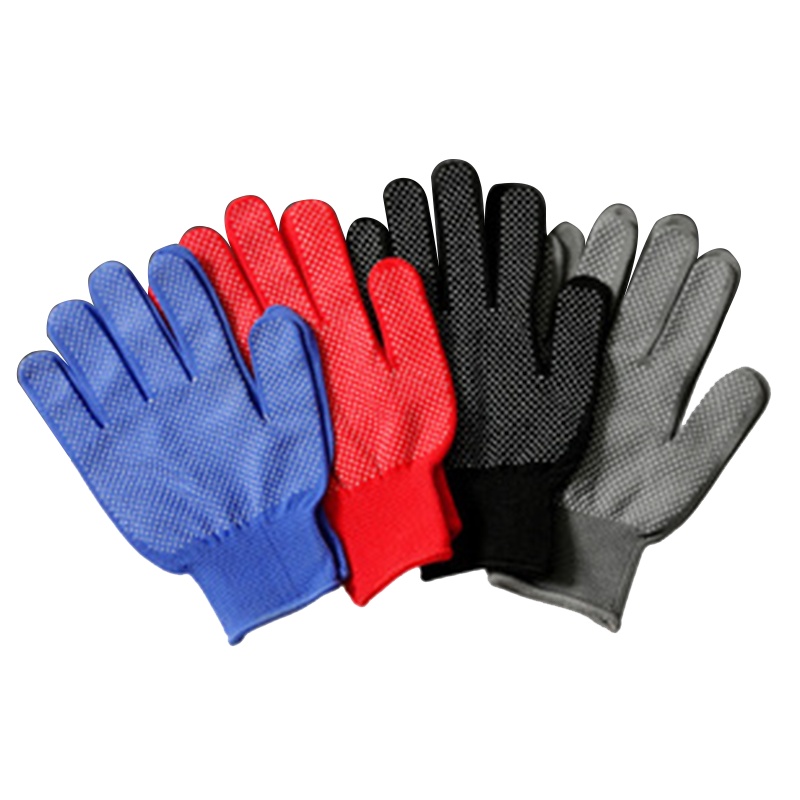 尼龙点珠手套耐磨防滑手套园艺园林手套劳保手套用品工地干活工作手套12付(颜色随机发货)