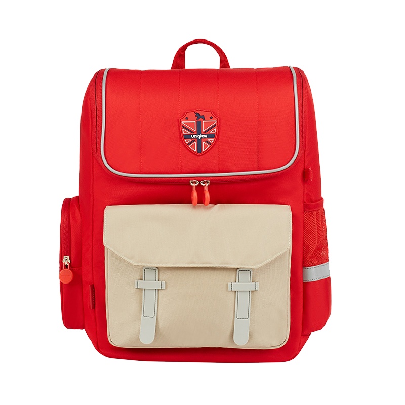 稚行 英伦风书包小学生女一年级-六年级学生男双肩减负背包|学院书包中号-珊瑚红