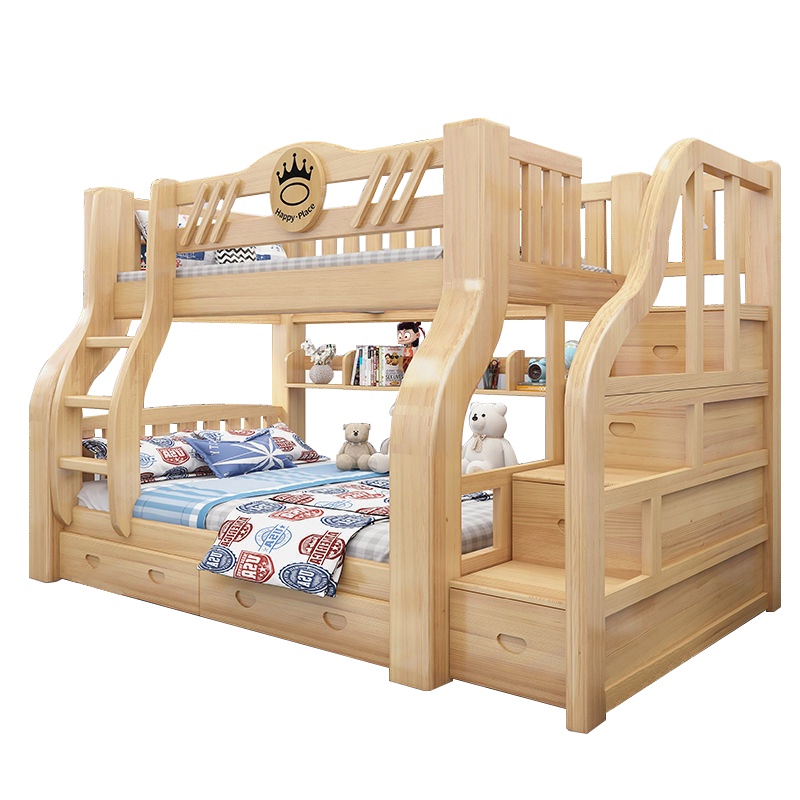 爱家生活实木子母床两层儿童床高架铺木母子床双层大人家用双人床