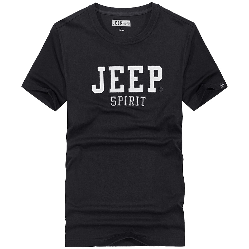 JEEP/吉普夏季新品T恤男短袖圆领套头男士休闲大码潮流时尚体恤衫夏天纯棉透清爽上衣服