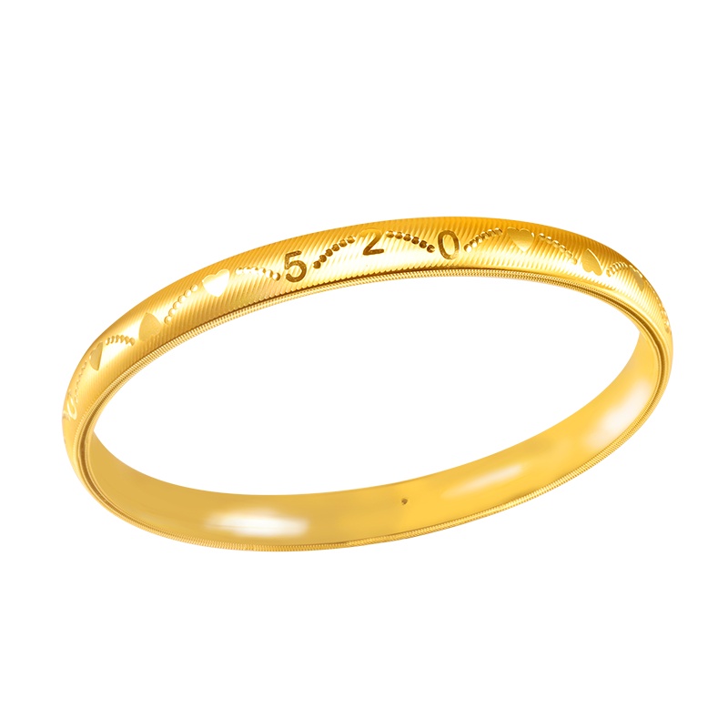 黄金码头5G足金999爱心数字520手镯女520情人节送女友表白礼物