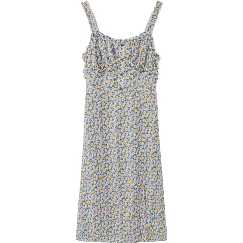 OtherMix木耳碎花吊带连衣裙女2021年夏季新款设计感圆领高腰裙子