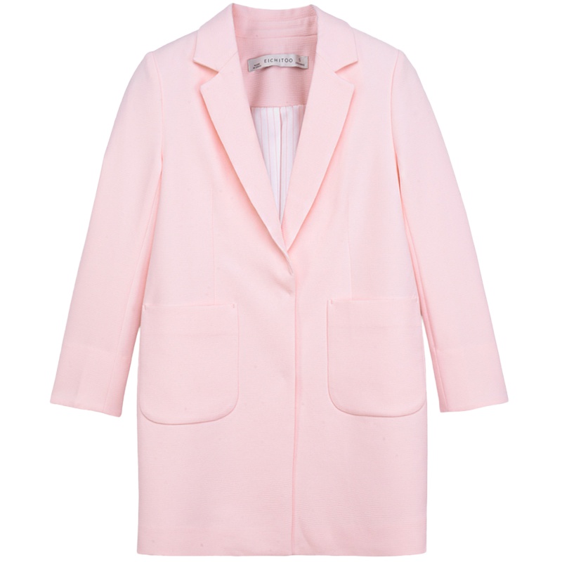 2019爱居兔春装女装 宽松中长款西装大衣