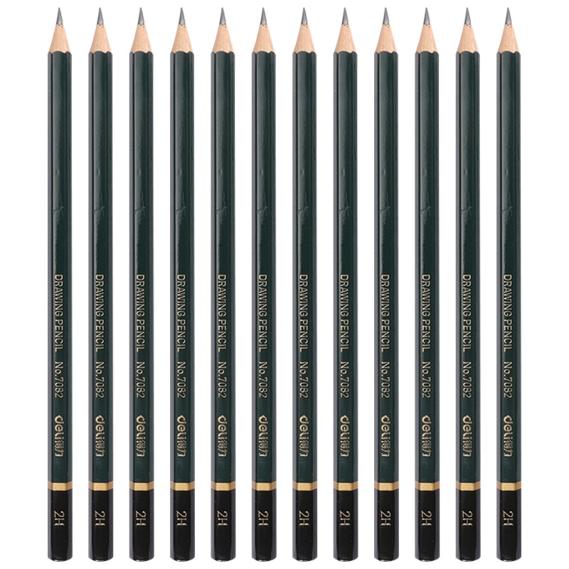 得力(deli)7082-2H绘图素描铅笔 12支/盒 2盒 美术写生绘画铅笔 素描铅笔 绘图绘画铅笔 学生用手绘画笔