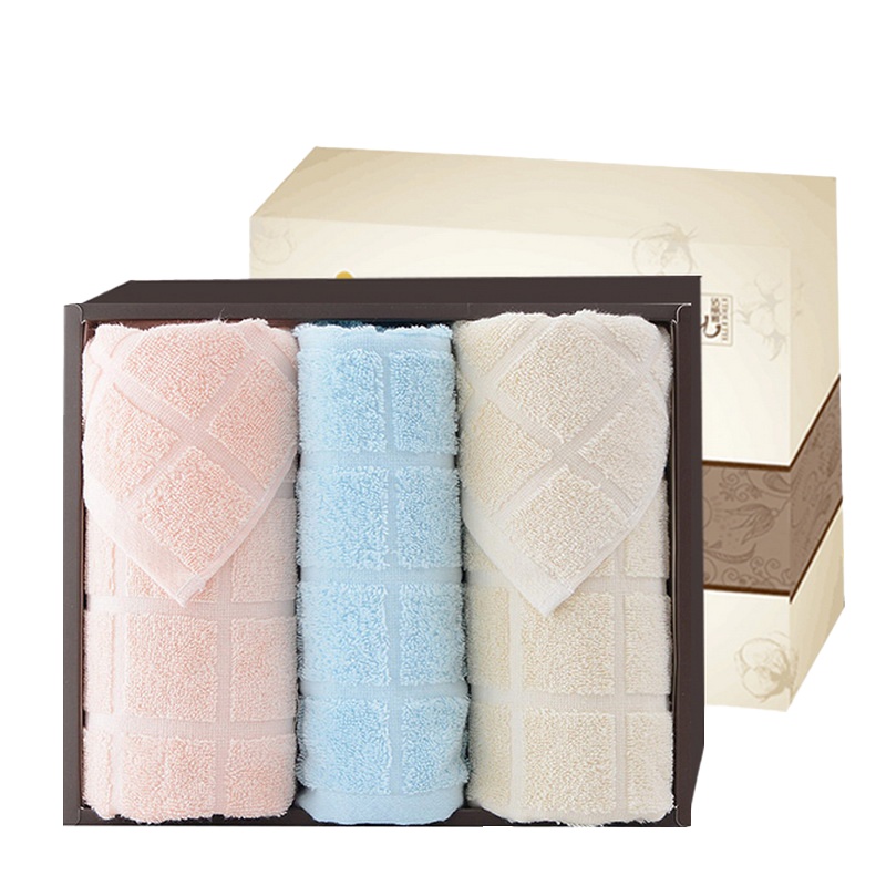 洁丽雅 全棉优品-3毛巾三条装 DX0654 2条面巾1条方巾棉桃礼盒装(单位:盒)