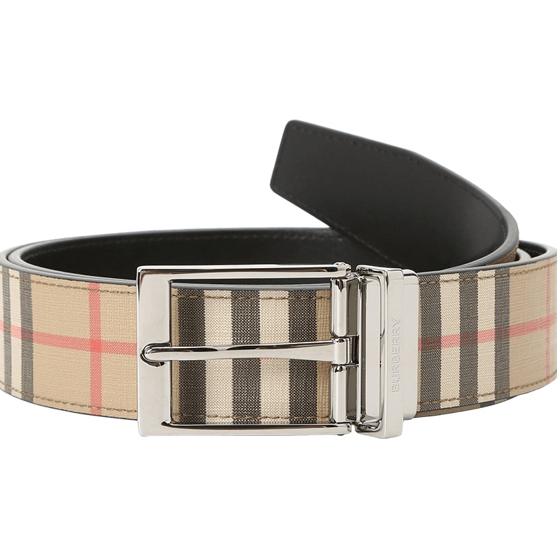 博柏利 BURBERRY Vintage 腰带3.5D 针扣经典条纹织物8025136 男款腰带男士皮带 银扣