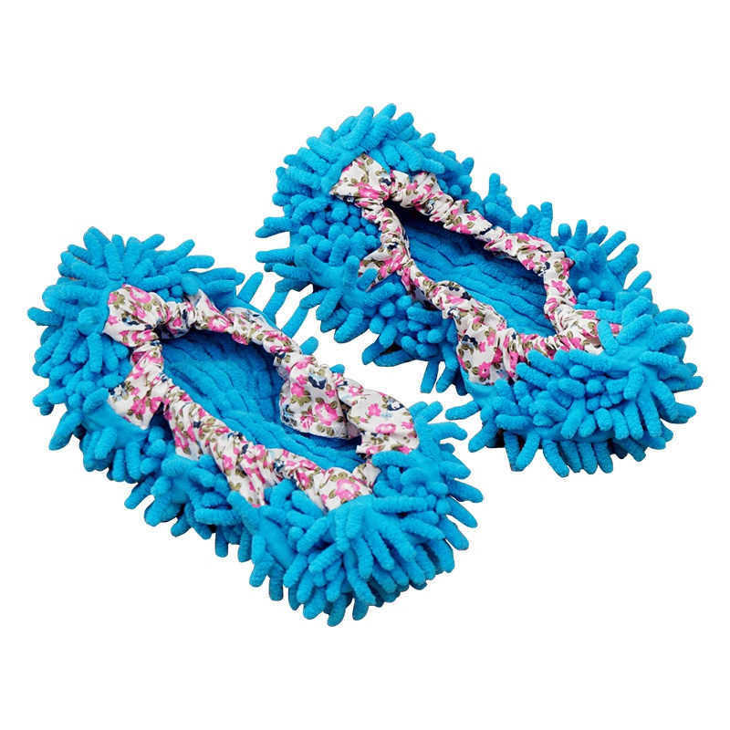 欧润哲 擦地拖鞋 创意蓝色雪尼尔款 家用室内懒人可洗地板拖鞋拖地鞋套清洁鞋