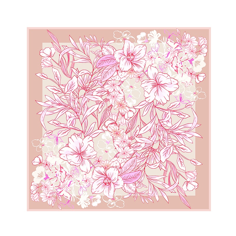 万事利春夏新品丝巾时尚女小领巾100%桑蚕丝小丝巾中方巾陌上花开