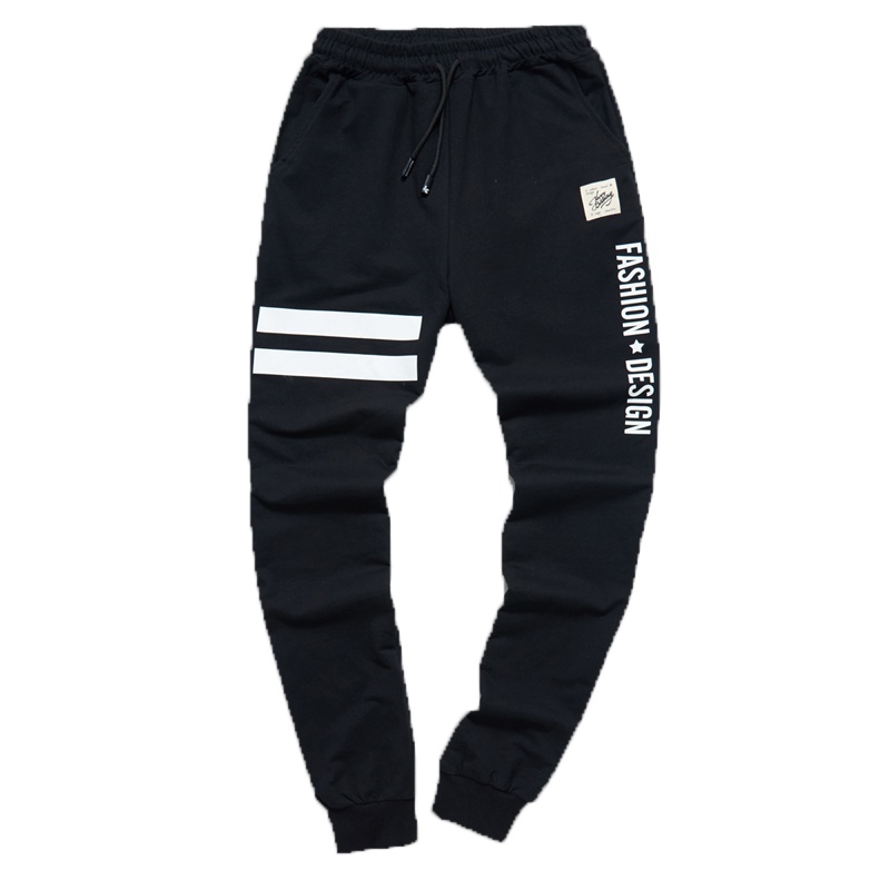 超音狼夏款 黑色条纹印花针织裤LSZC-602