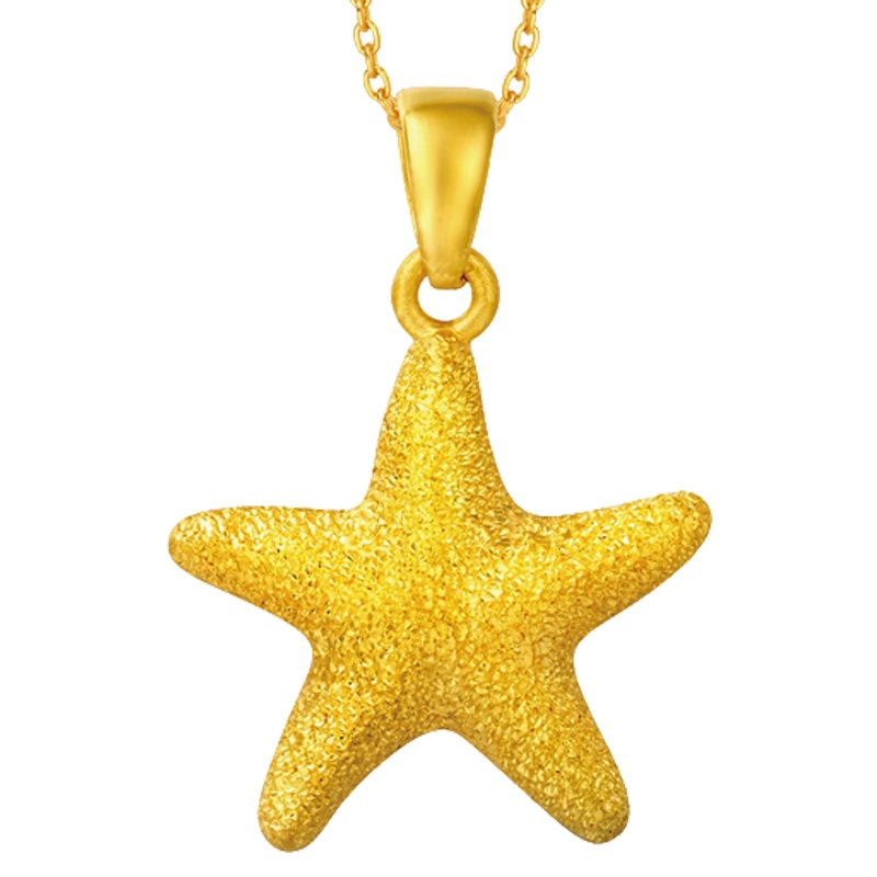 周大福 珠宝首饰海星星足金金吊坠 计价（工费：118元）F193932