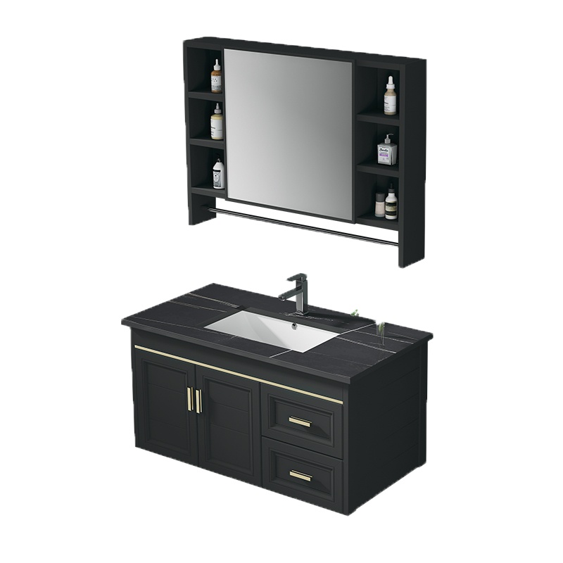 岩板一体盆卫浴套装浴室柜组合手逗卫生间洗手洗脸盆洗漱台面盆小户型