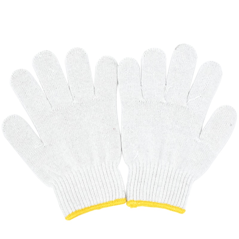 海斯迪克 HKW-79 劳保手套 尼龙耐磨棉纱棉线手套 防滑加厚耐用护手 手部防护 灯罩棉耐磨黄边/20双