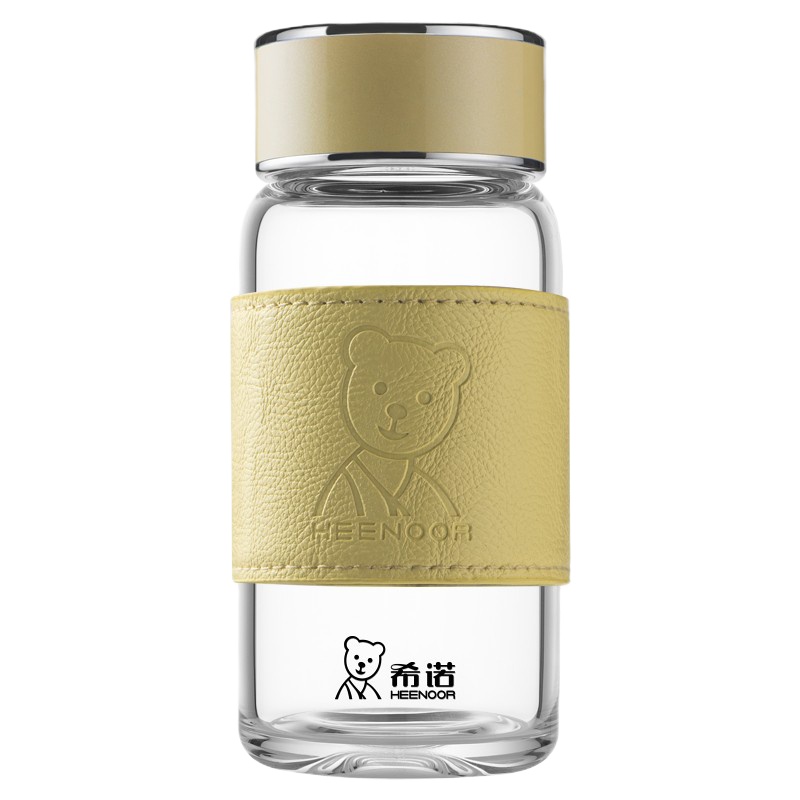希诺HEENOOR单层玻璃杯子加厚泡茶杯便携车载时尚女士巧可爱水杯240ml