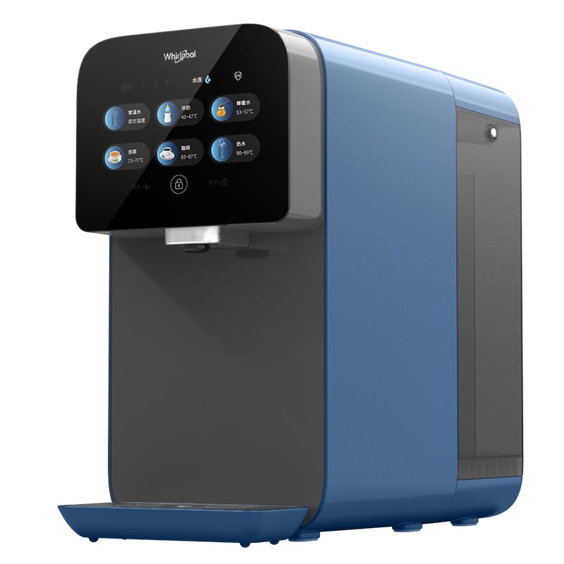 美国惠而浦台式净水器免安装直饮机净饮一体机即热饮水机家用RO反渗透净水过滤器8L大容量大蓝鲸pro R75J20