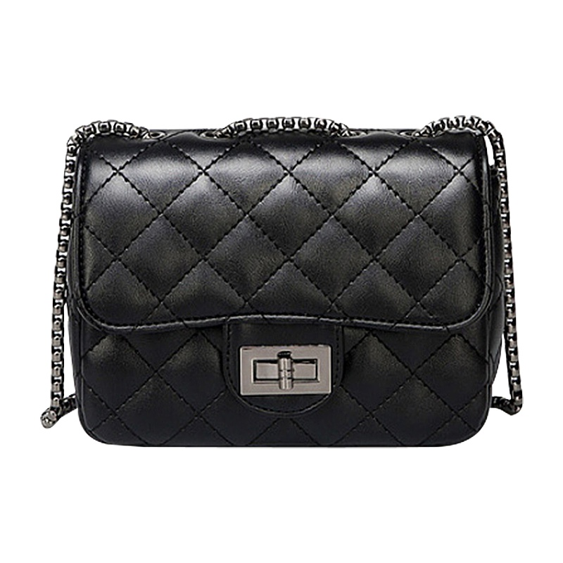 Texwood新款小黑包包时尚菱格链条包女士小香风斜挎包