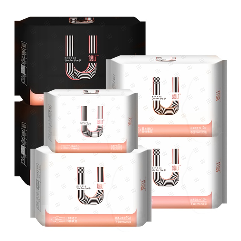 555悠U超薄日用夜用卫生巾女日本进口棉柔表层姨妈巾71片整箱装
