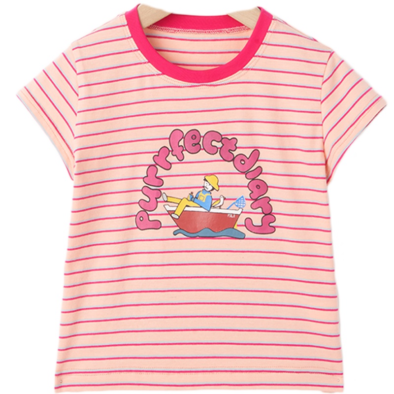 咕噜日记2021夏季新品儿童条纹印花短袖T恤PXT2108