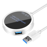 晶华 USB3.0高速圆形分线扩展器一拖四多功能拓展外接笔记本台式电脑hub集线器延长转换白色0.2米 Z430A