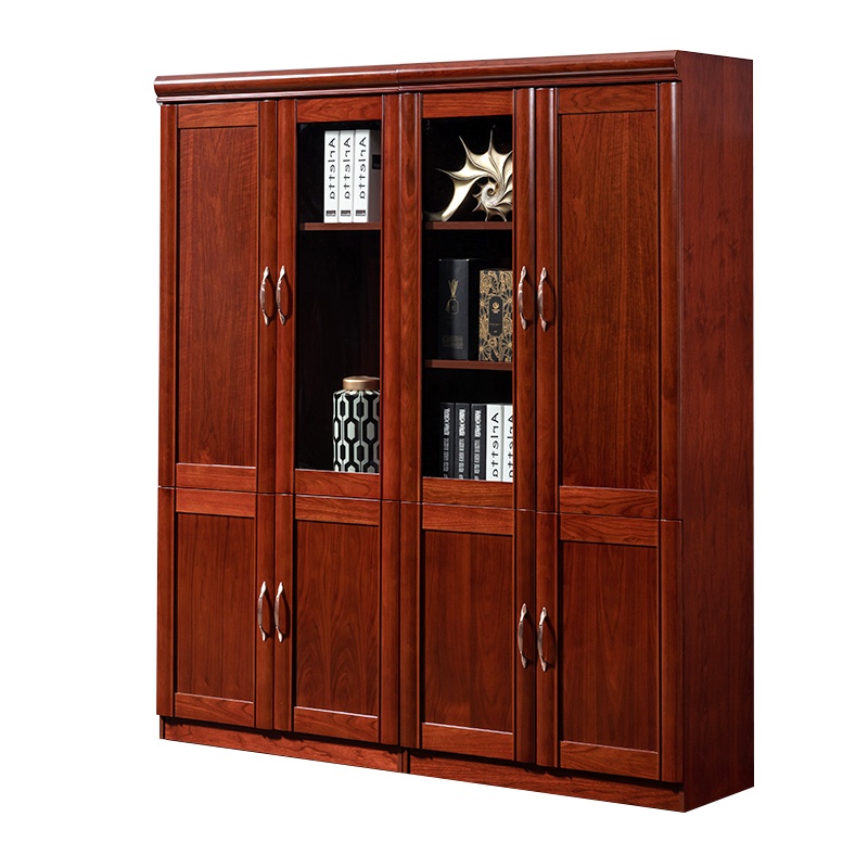 全简办公家具文件柜储物柜挂衣柜木质贴木皮油漆书柜四门