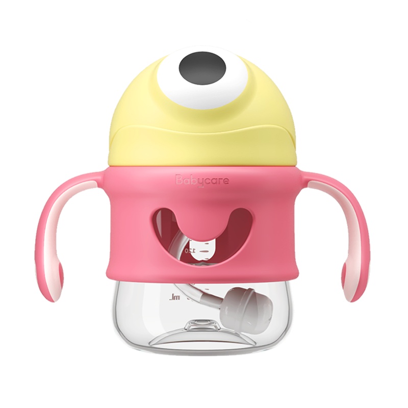 babycare婴儿大眼普迪仔学饮杯宝宝喝奶喝水杯儿童吸管鸭嘴杯两用6个月tritan-直饮暖柠黄220ml