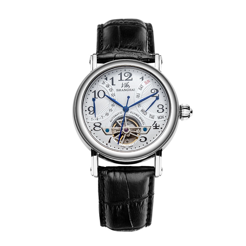 上海手表上海手表男士露摆系列全自动机械表镂空多功能飞轮手表大表盘礼物创意实用171