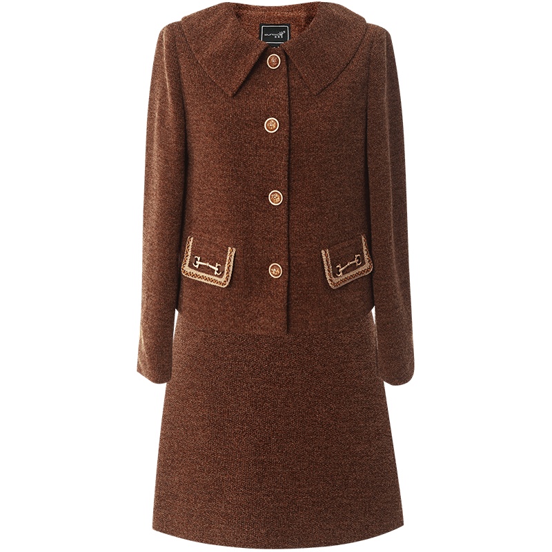 OUNIXUE欧昵雪 | [职场通勤两件套]秋冬季优雅短外套高腰半身裙时尚套装女