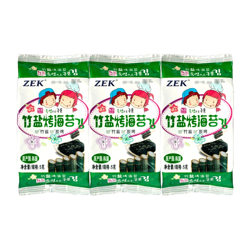 韩国进口 ZEK竹盐烤海苔15g(5g*3) 即食紫菜儿童零食 进口食品