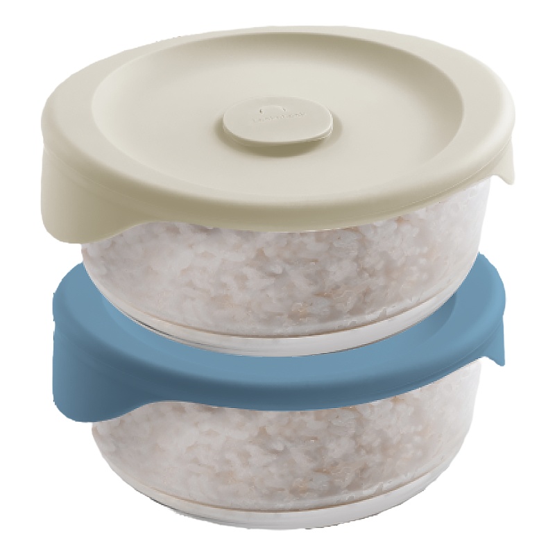 乐扣乐扣LOCK&LOCK 玻璃保鲜盒 微波炉加热饭盒便当盒硅胶盖两件套 450ml*2 LLG504S2IB