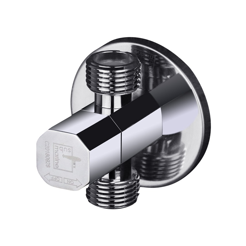 潜水艇三通角阀全铜冷热水通用止水阀4分一进二出马桶龙头开关水阀