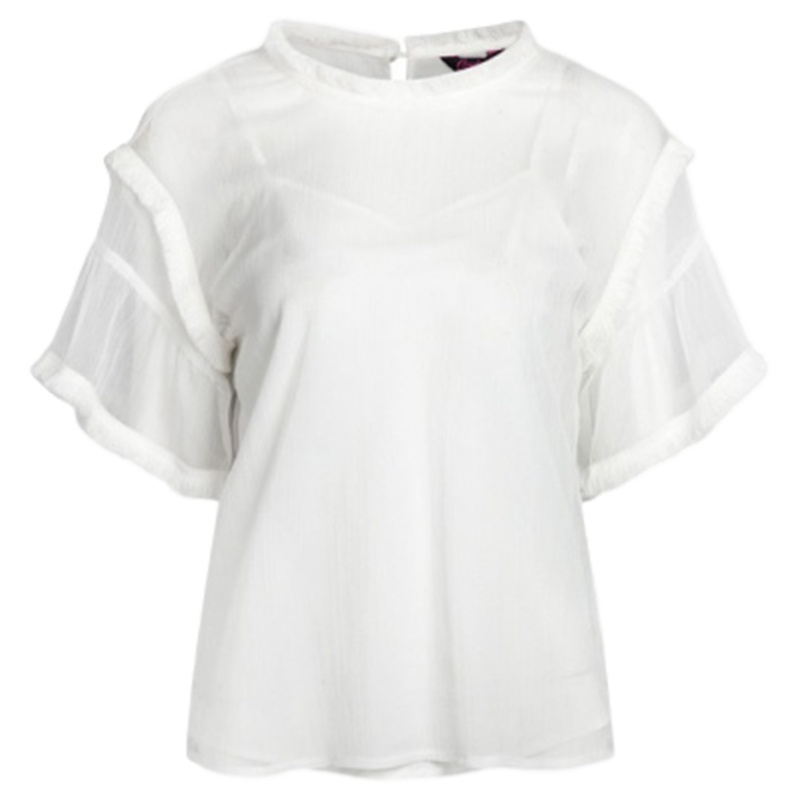 【福利款】拉夏贝尔白色荷叶袖吊带两件套T恤