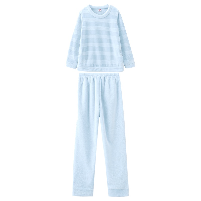 都市丽人卡通纯色条纹套头珊瑚绒冬长袖女士家居服睡衣套装2H8211