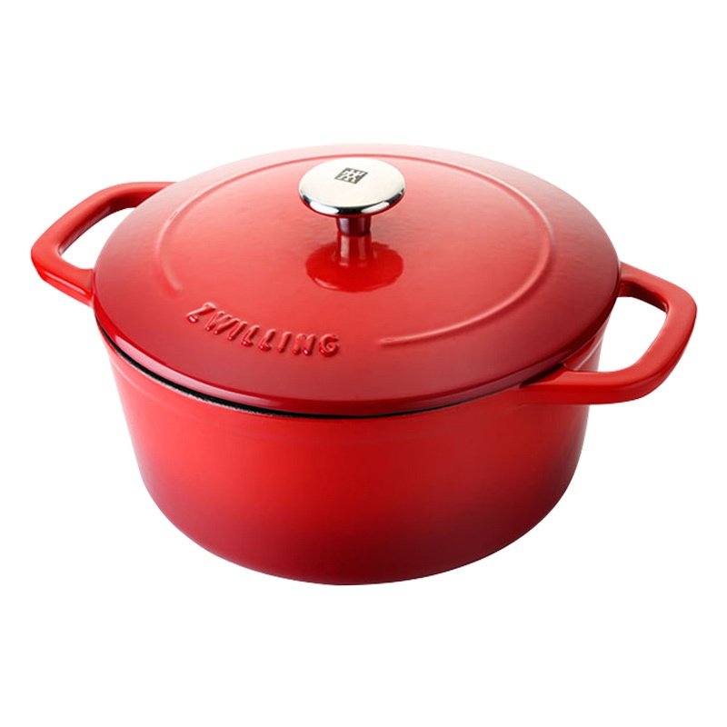 双立人(ZWILLING)珐琅铸铁锅24cm红色汤锅炖锅焖烧锅家用多功能搪瓷锅具电磁炉通用