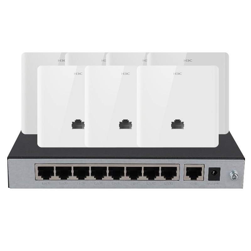 华三（H3C）H8套装四：H200+A200G*7 千兆口 86型嵌入式面板AP POE供电别墅家用 无线WiFi覆盖路由器