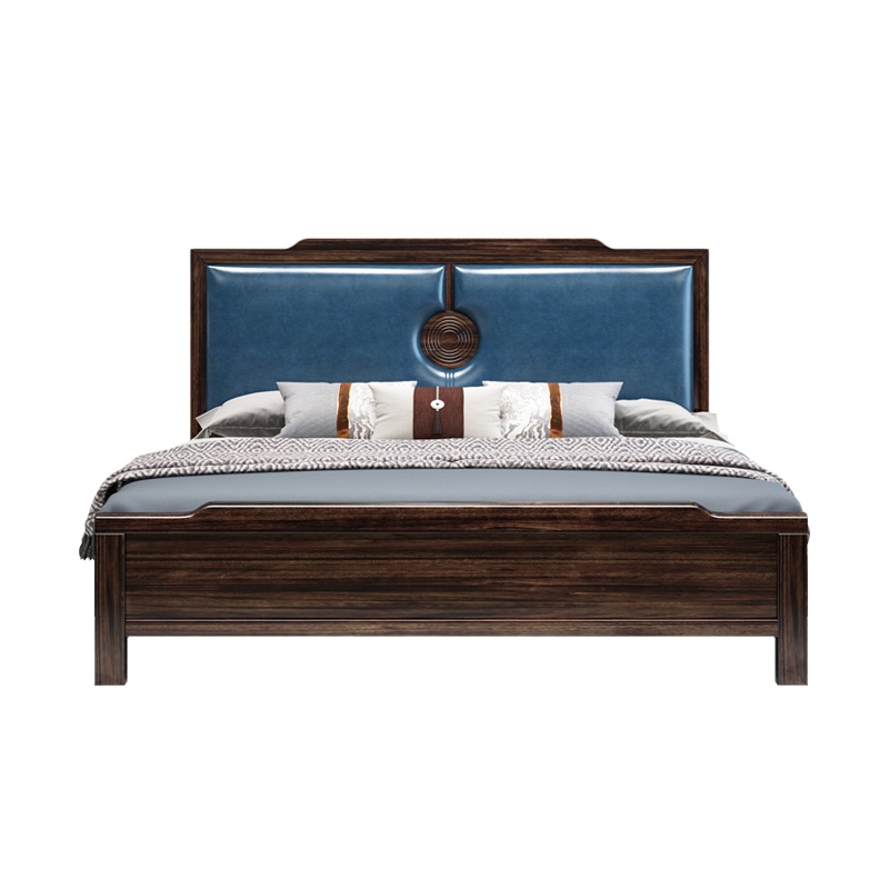 月影梳桐新中式实木床禅意中国风主卧轻奢1.8m现代简约双人床民宿家具