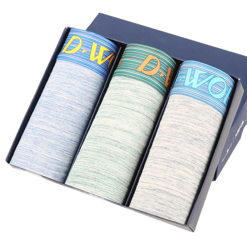 与狼共舞内裤男士花沙棉平角裤中腰四角裤头 三条盒装