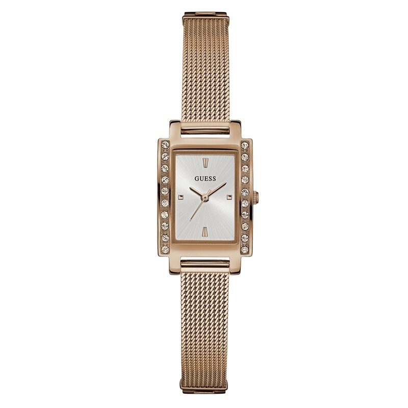 盖尔斯(GUESS)时尚休闲复古设计搭配小型方表盘金属编链石英女士手表W0953L3