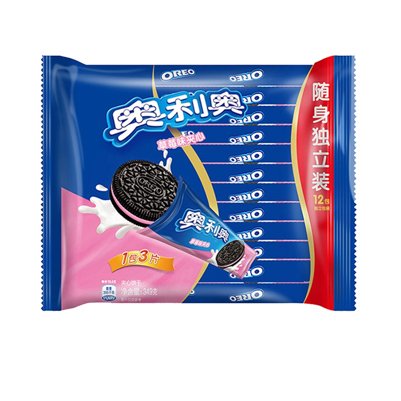 奥利奥(OREO) 夹心饼干 零食 草莓味349g