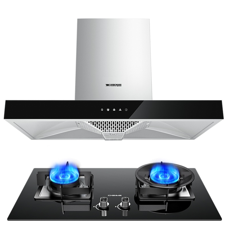 德意(DE&E)20立方欧式大吸力烟灶套餐 触控式抽油烟机烟灶套装851T+718A(需液化气详询客服)
