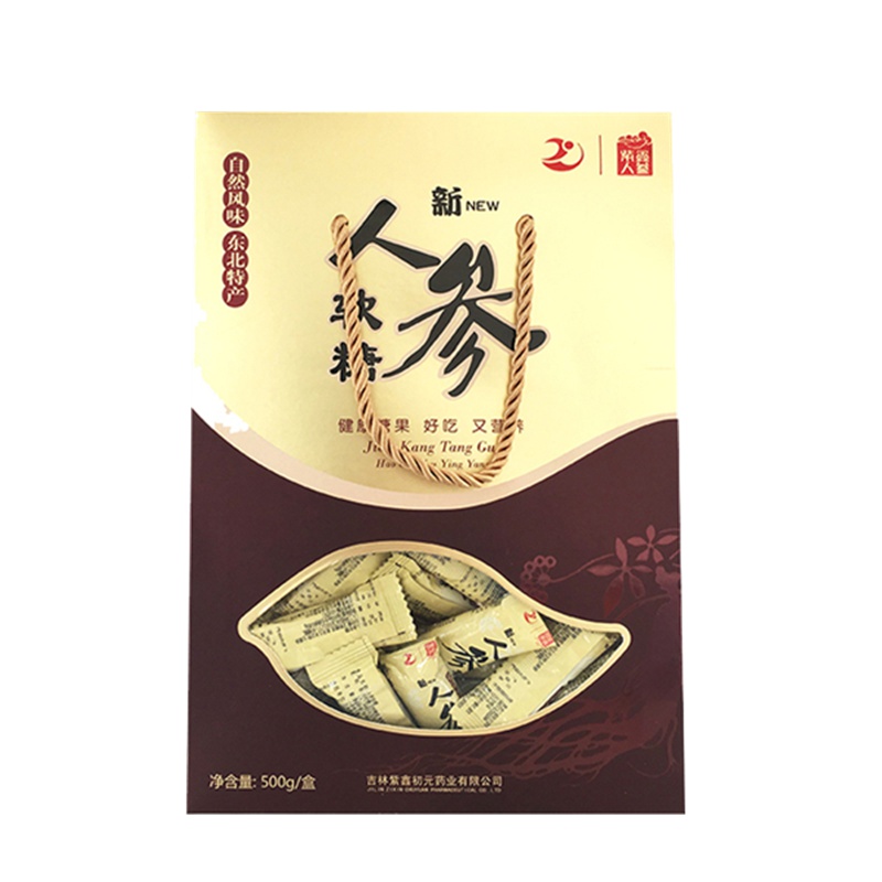紫鑫生晒参人参软糖 东北特产营养健康自然风味500g礼品装